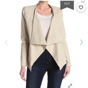 Blank NYC Linen Jacket Stripes Basic Draped Ivory